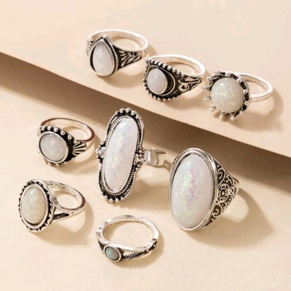 🌻8Pc Oval & Round Decor Rings - Picture 3 of 3